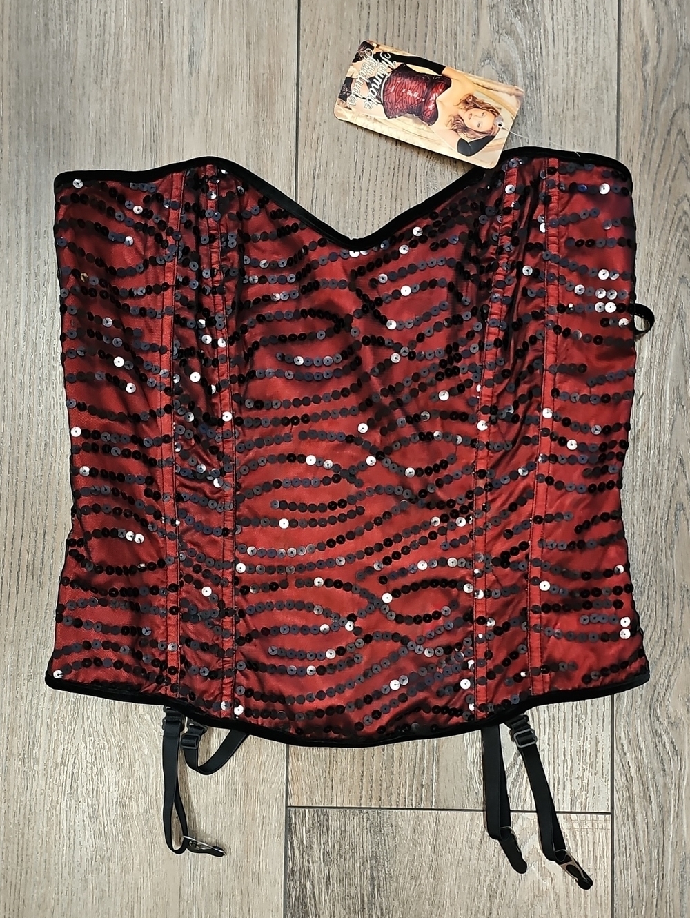 Shirley of Hollywood Red Sequin Strapless Corset